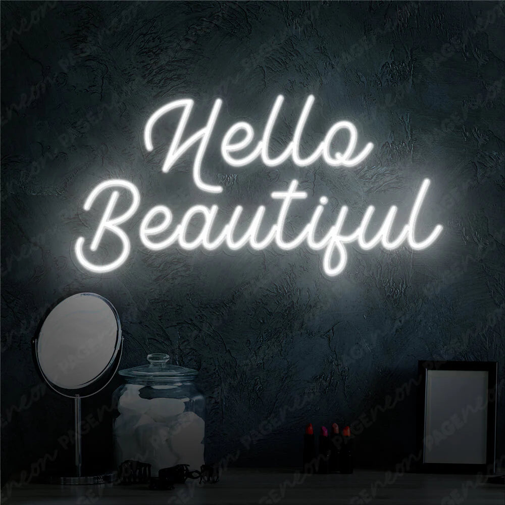 hello beautiful neon sign trendy classic 