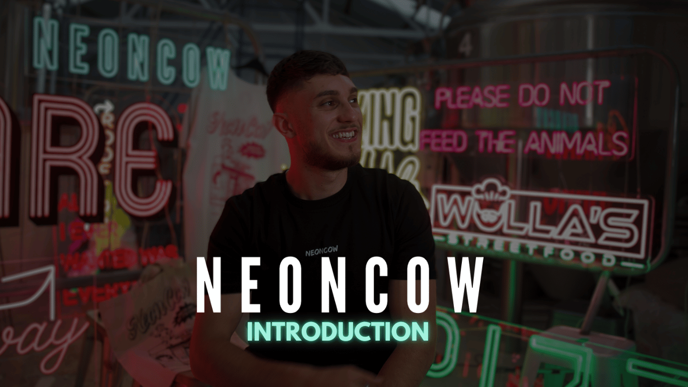 Load video: this is a video of Jack Quddus, the founder of NeonCow introducing neonCow, and what made him start creating custom neon signs.