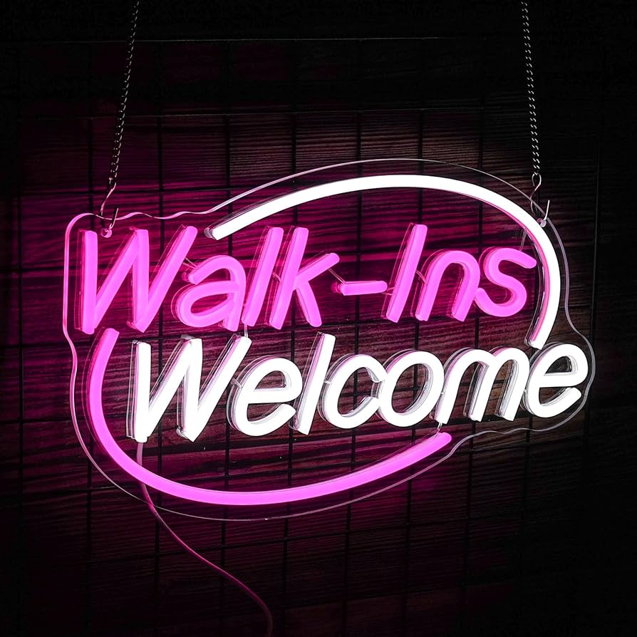 NeonCow™ Open for 'Walk-Ins' Neon Sign